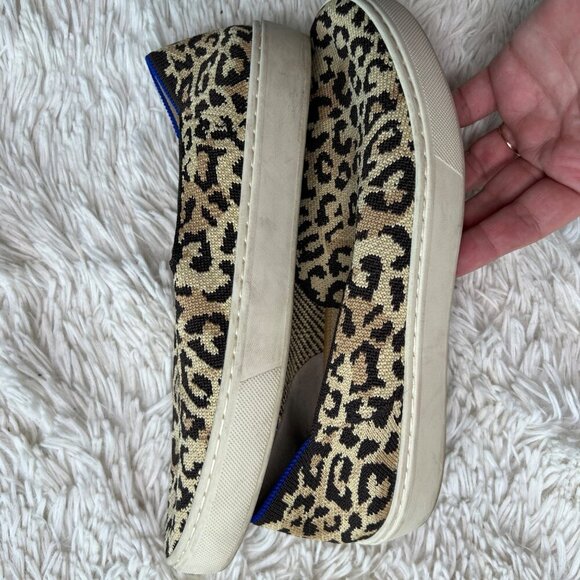 Rothys Leopard‎ Print Slip-On Sneakers Rounded Toe US 7.5 - Picture 3 of 9